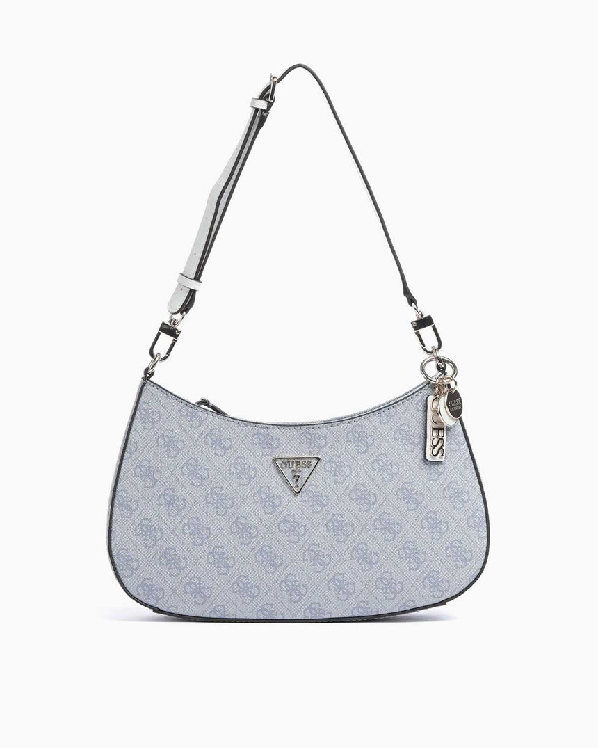 Guess Noelle Top Zip Shoulder Bag Kadın Omuz Çantası Light Blue Logo