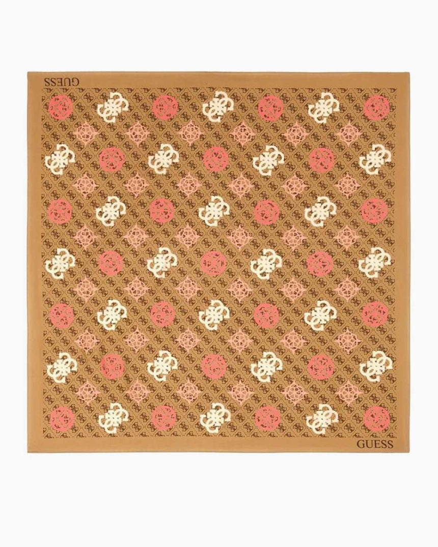 Guess Foulard Monogram Eşarp Latte Logo Multi