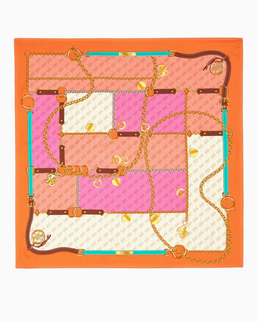 Guess Foulard Textile Logolu Eşarp Orange