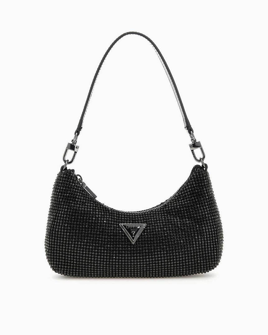 Guess Zalina Flap Taşlı Omuz Çantası Black