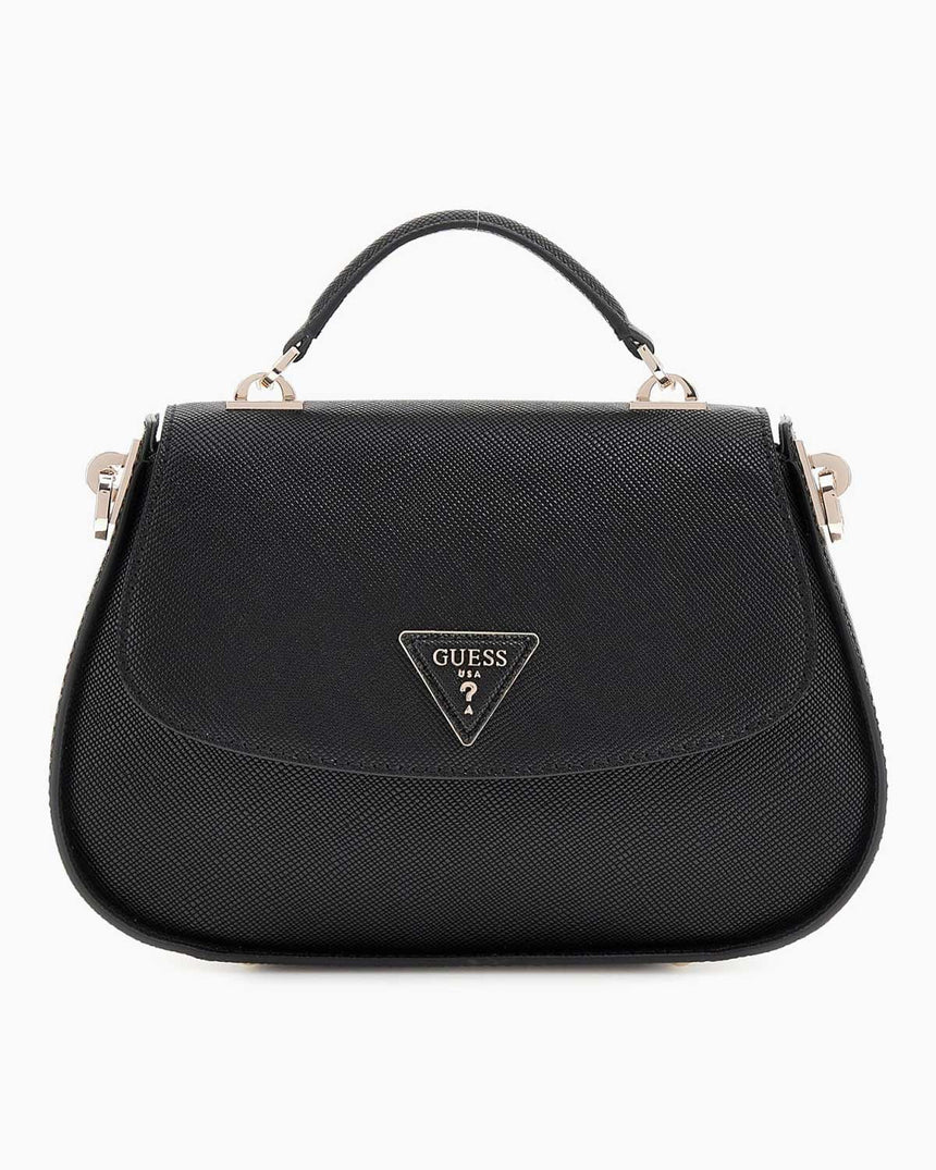Guess Eco Jazlynn Handle Flap Kapaklı El Çantası Black