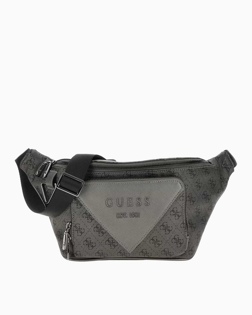 Guess Milano Monogram Baskılı Bel Çantası Gunmetal
