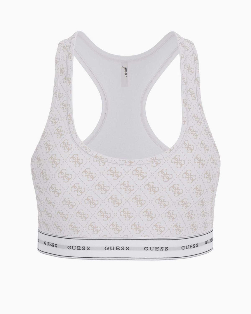 Gues Carrie Monogram Logolu Bralette Pure White