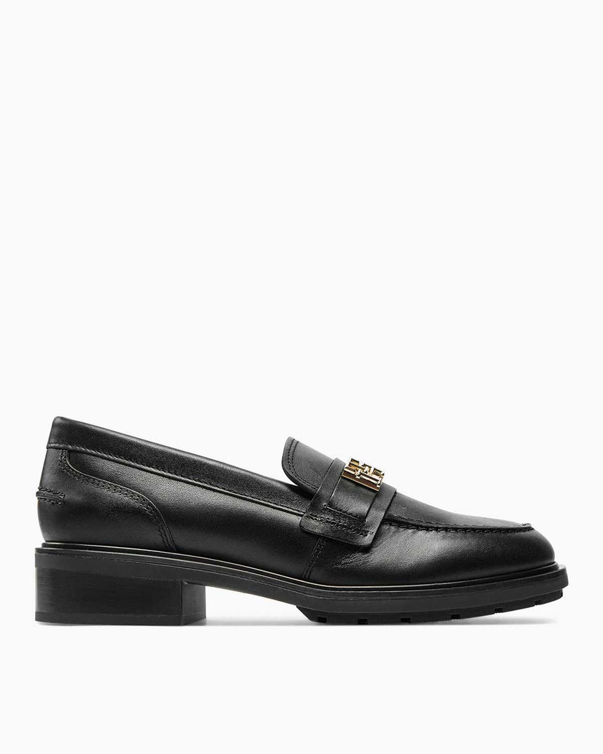 Tommy Hilfiger Logo Leather Loafer Casual Ayakkabı Black