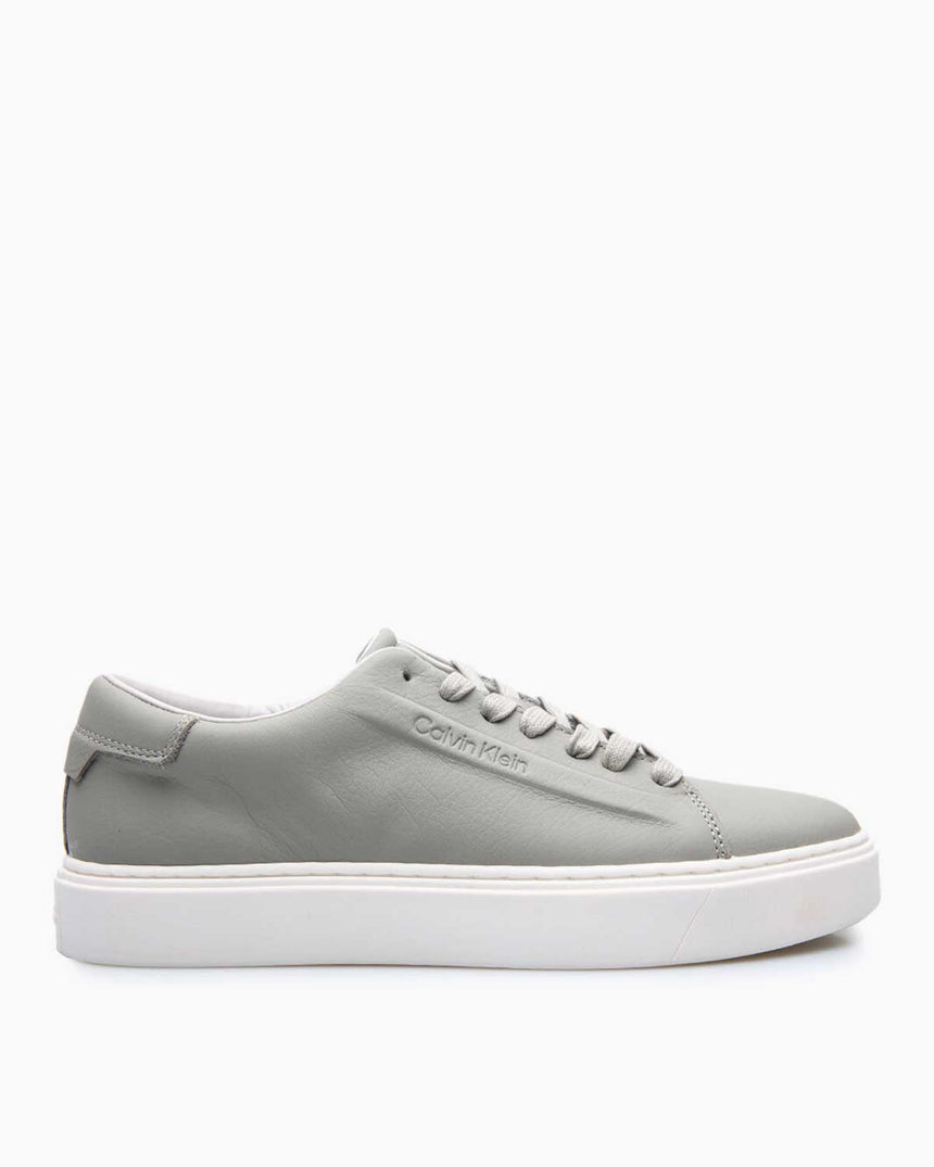 Calvin Klein Low Top Lace Up Deri Erkek Sneaker Smog Grey