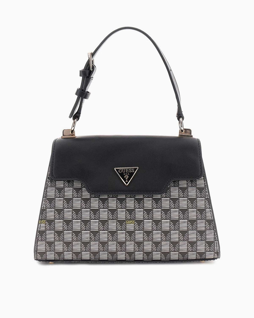 Guess Wave Handle Flap Logolu El Çantasıı Black Logo