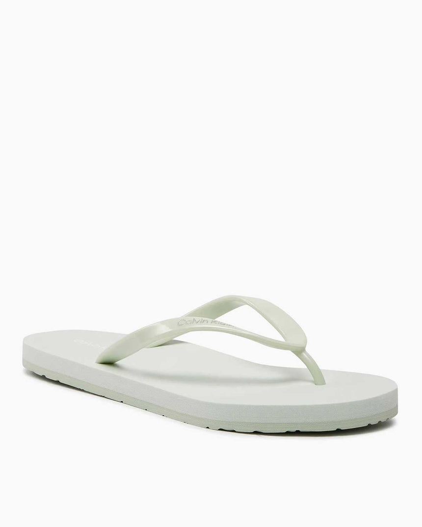 Calvin Klein Flip Flop Deboss Logo Met Kadın Parmak Arası Terlik Milky Green