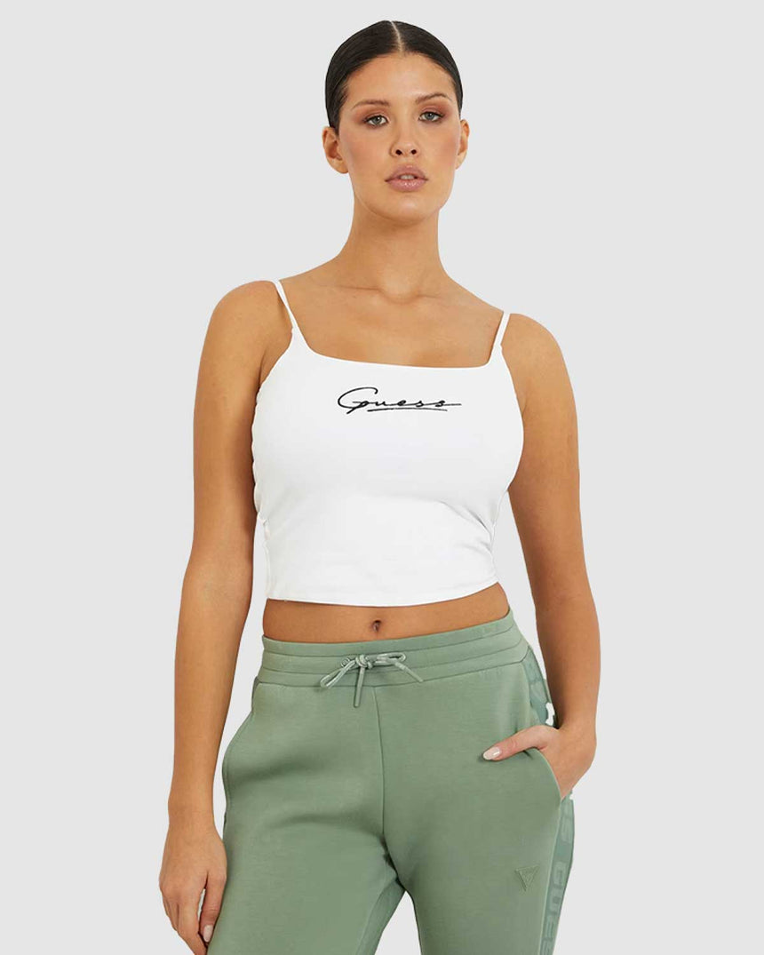 Guess Signature Ön LogoLu Atlet Pure White