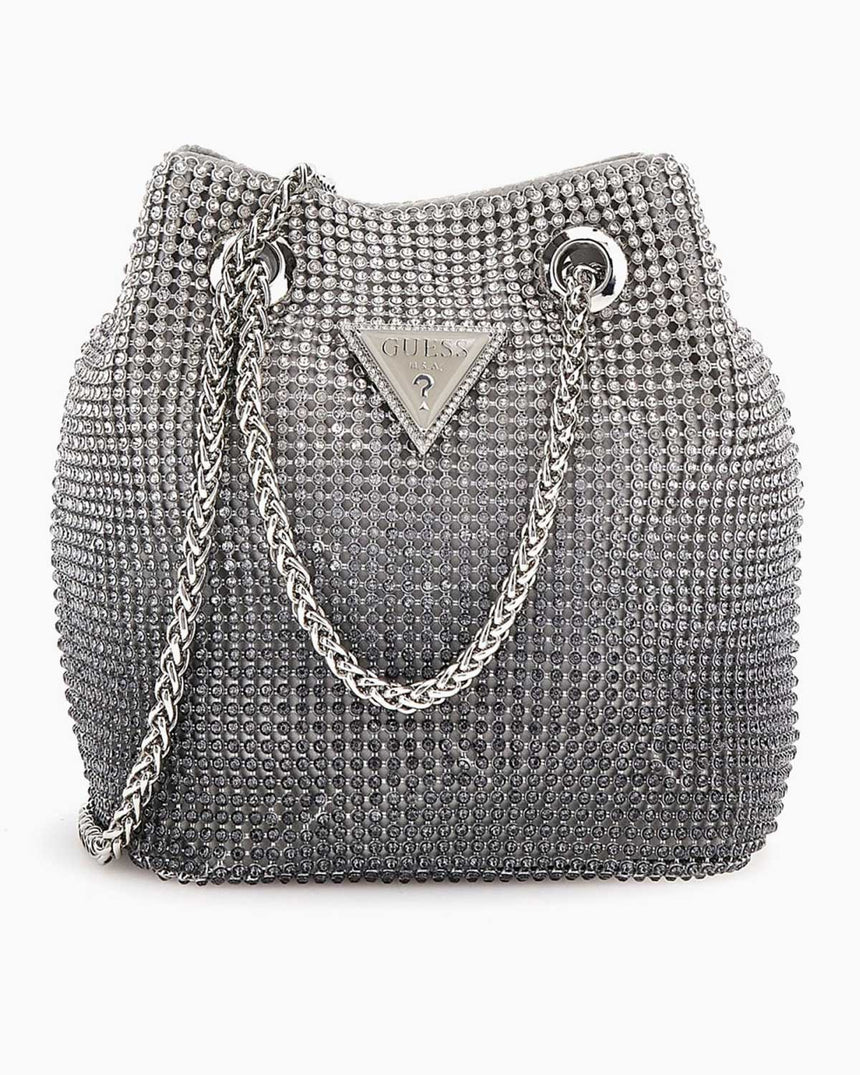 Guess Zalina Pouch Gümüş Taş Detaylı Omuz Çantası Silver