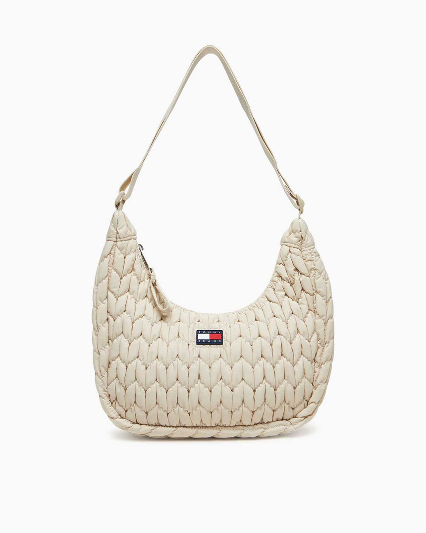 Tommy Hilfiger X-Body Kapitone Şehirli Kadın Omuz Çantası Newsprint