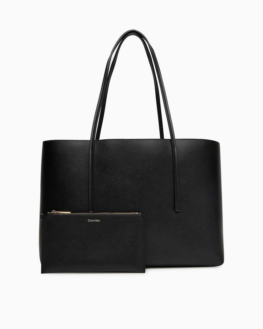 Calvin Klein Foıl Logo Kadın Tote W/Pouch Çanta Black/Toasted Coconut