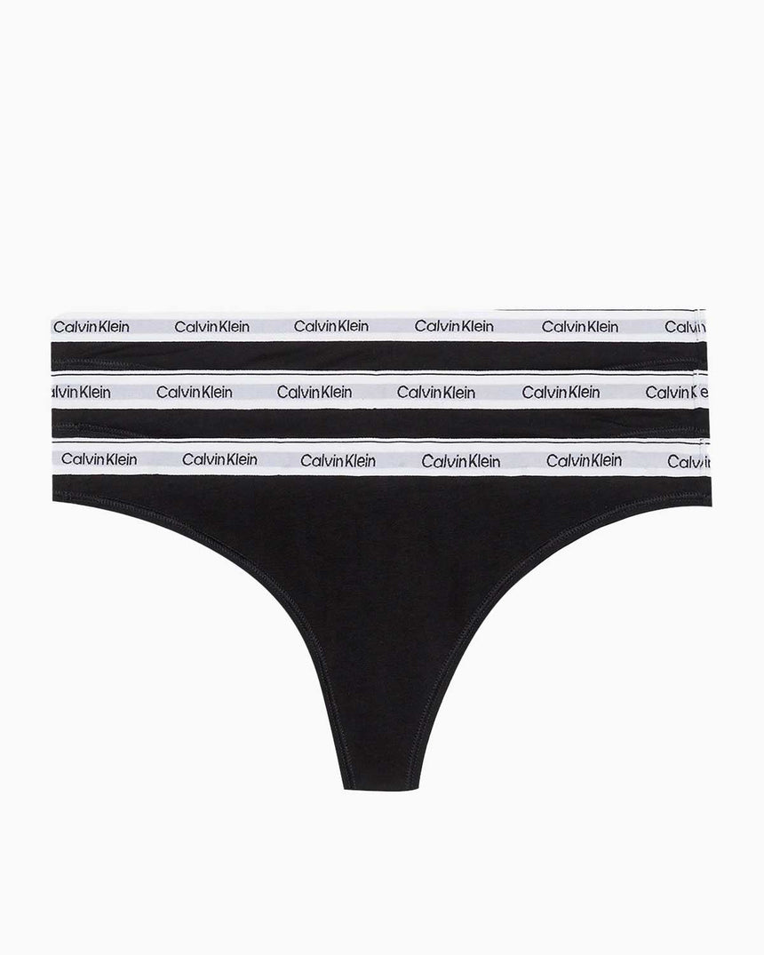 Calvin Klein Thong 3Pk Underwear Bottoms Külot Black/Black