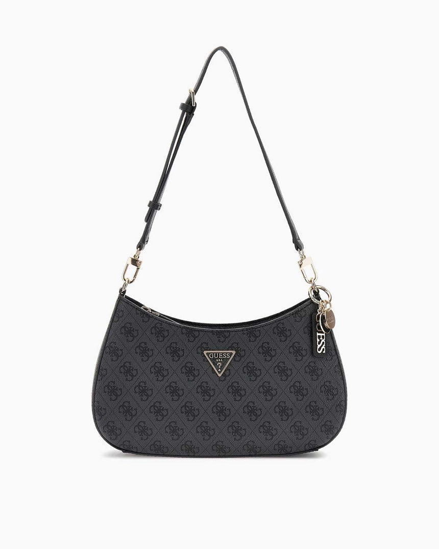 Guess Noelle Top Zip Shoulder Bag Kadın Omuz Çantası Coal Logo