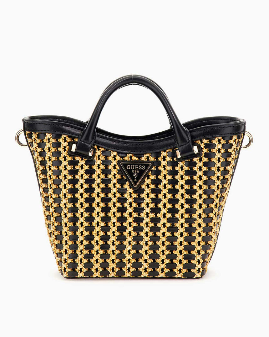 Guess Atalia Hasırlı El Çantası Natural - Black
