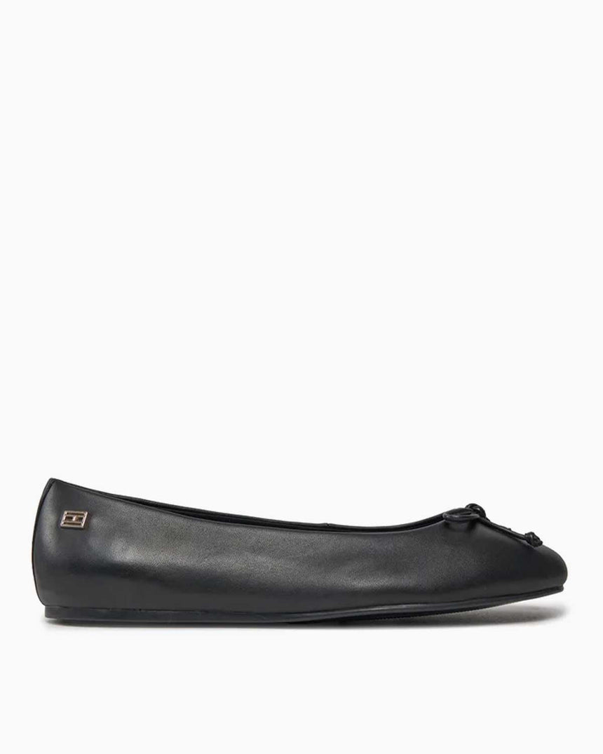 Tommy Hilfiger Essential Leather Ballerina Kadın Ayakkabı Black