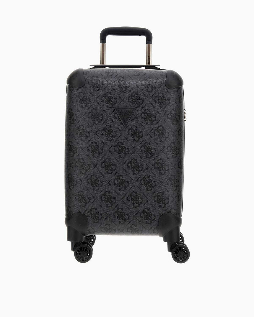 Guess Berta 18 In 8-Wheeler Monogram Desenli Kabin Boy Valiz Coal Logo