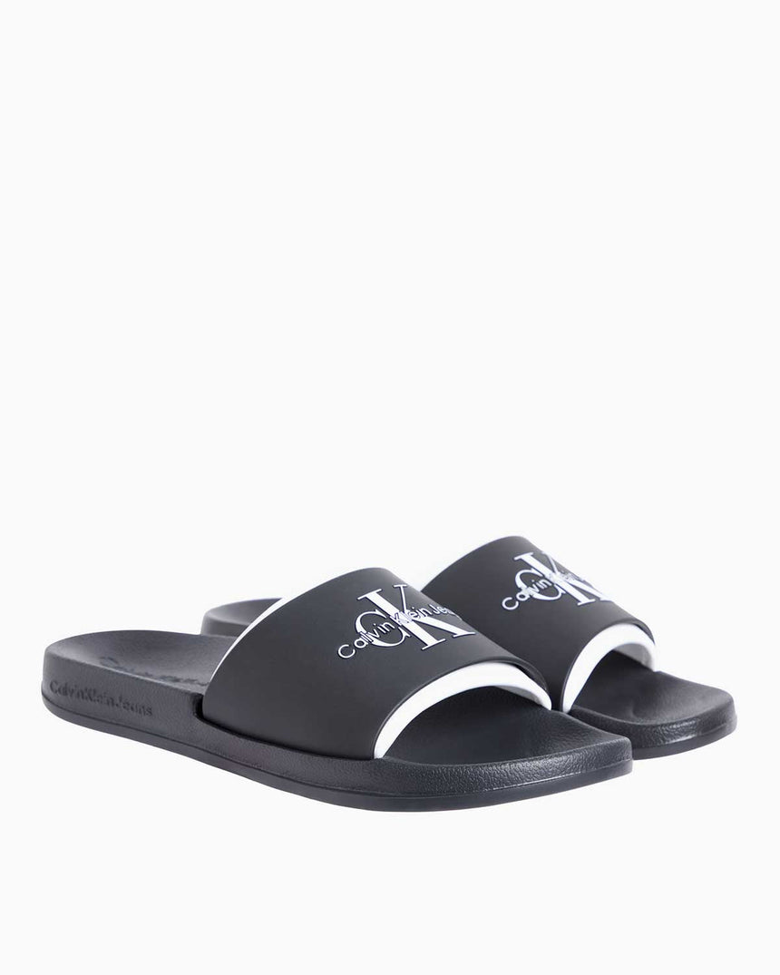 Calvin Klein Slide Rubber Neopren Monogram Slide Terlik Black/Bright White