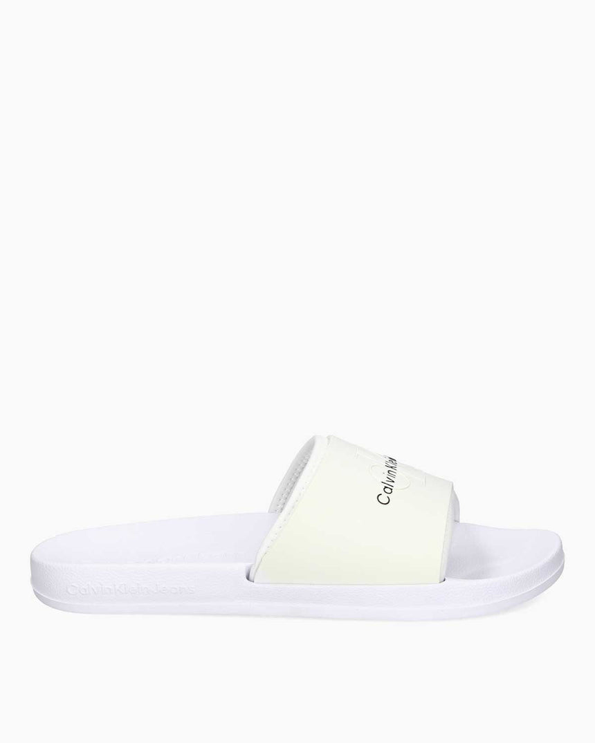 Calvin Klein Slide Rubber Neopren Monogram Slide Terlik Bright White