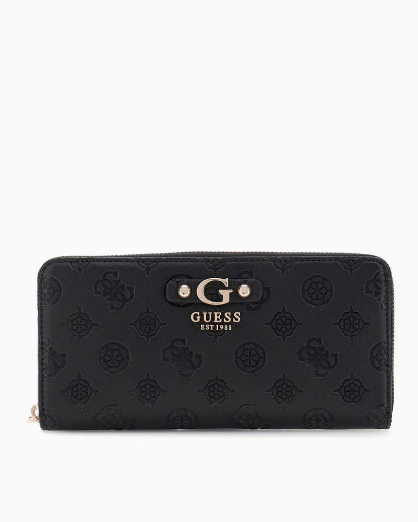Guess Gerty Slg Large Zip Around Cüzdan Black