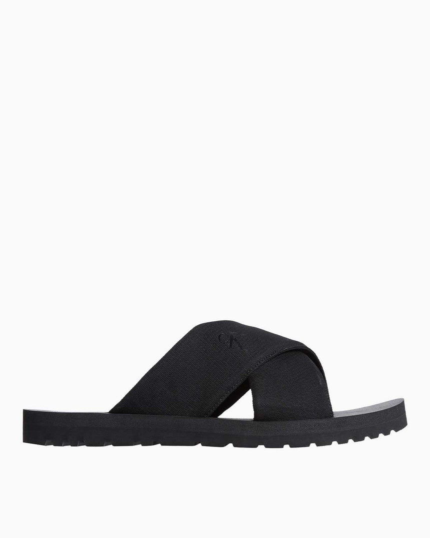 Calvin Klein Cross Flat Logolu Terlik Triple Black
