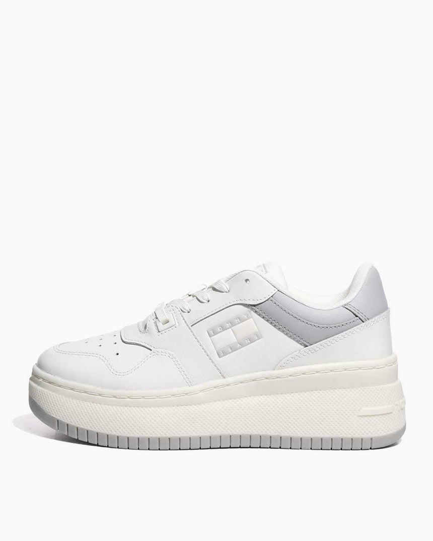 Tommy Hilfiger Retro Basket Flatform Patent Kadın Sneaker Ecru / Light Cast