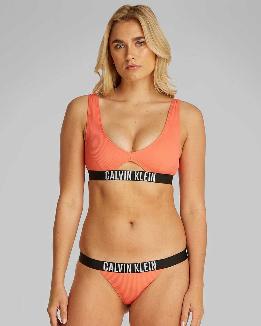 Calvin Klein Swim Tops Logolu Bralet Dazzling Coral