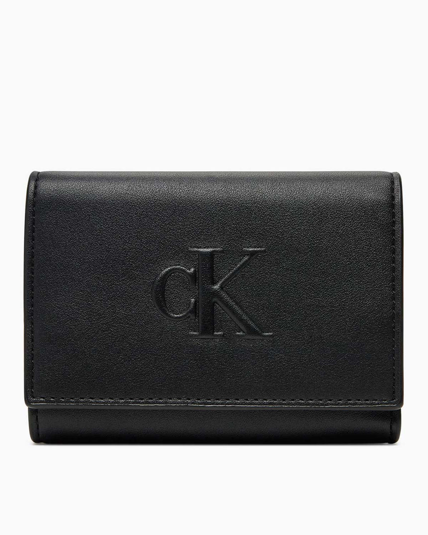 Calvin Klein Kabartmalı 3 Katlı Kadın Cüzdan Na Black