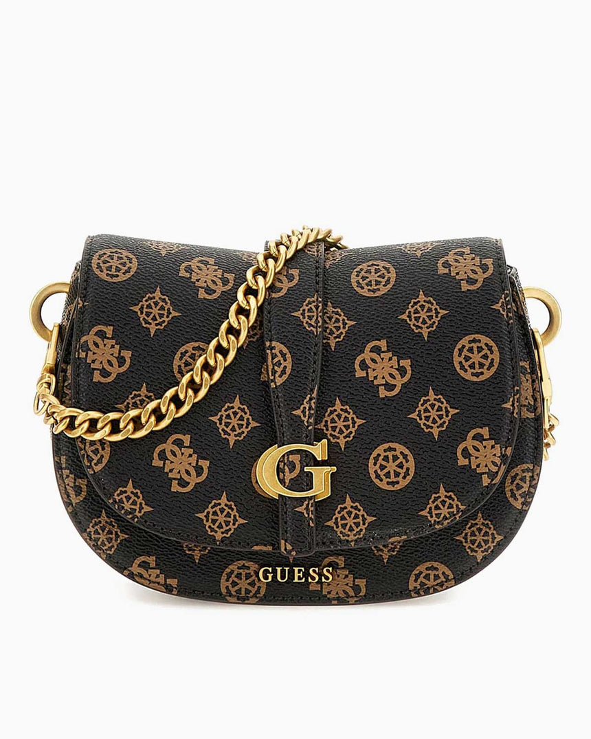 Guess Kuba Compartment Zincirli Logolu Çapraz Askılı Çanta Mocha Logo