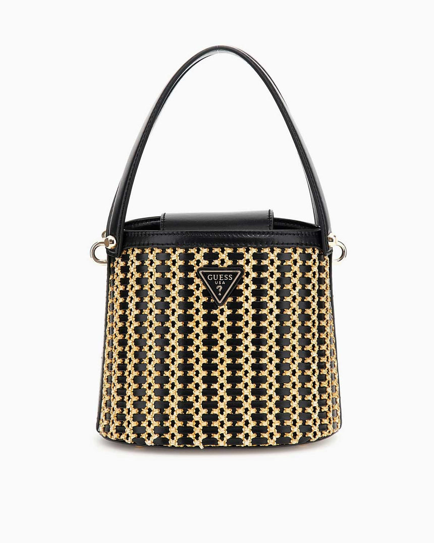 Guess Atalia Logolu Hasır El Çantası Natural - Black