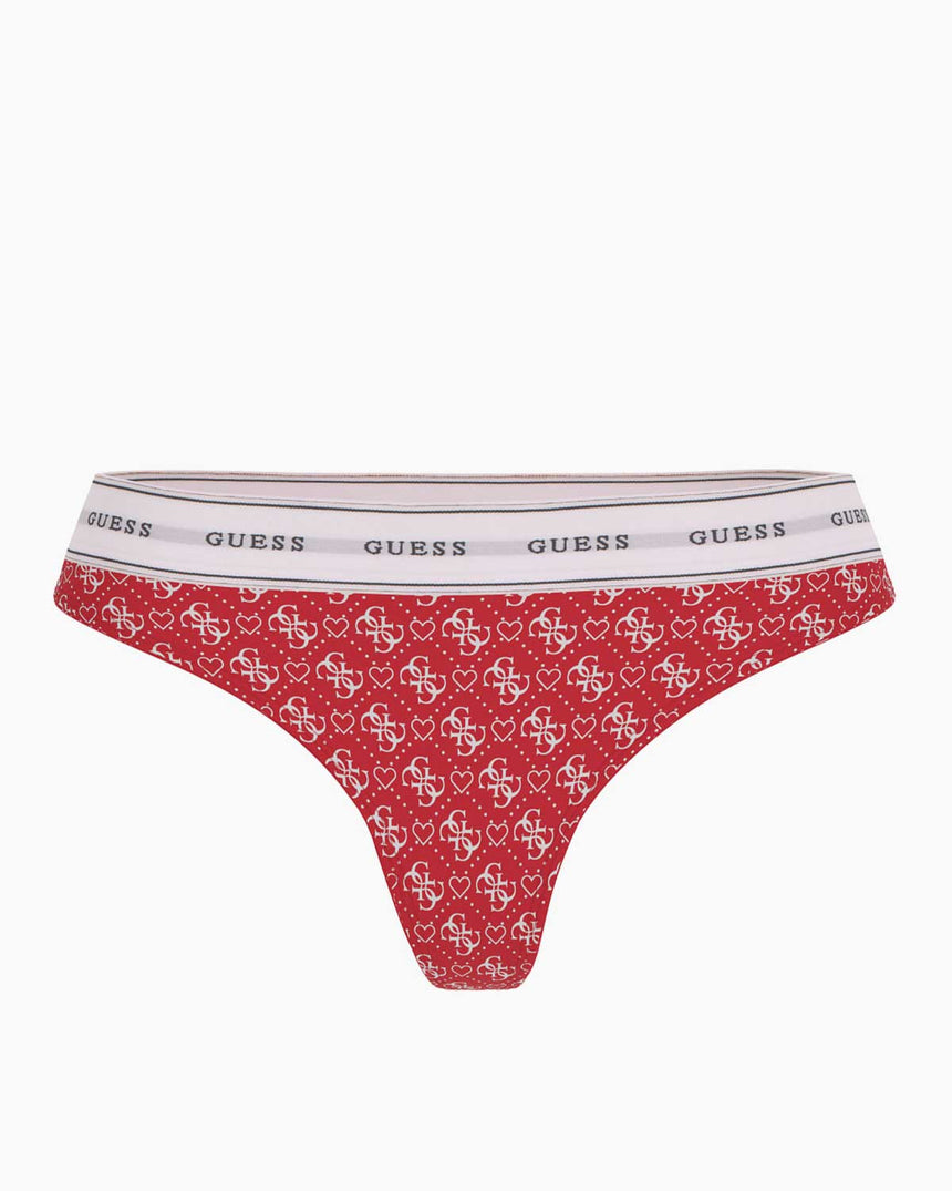 Guess Carrie Thong Monogram Külot Heart Red Aop