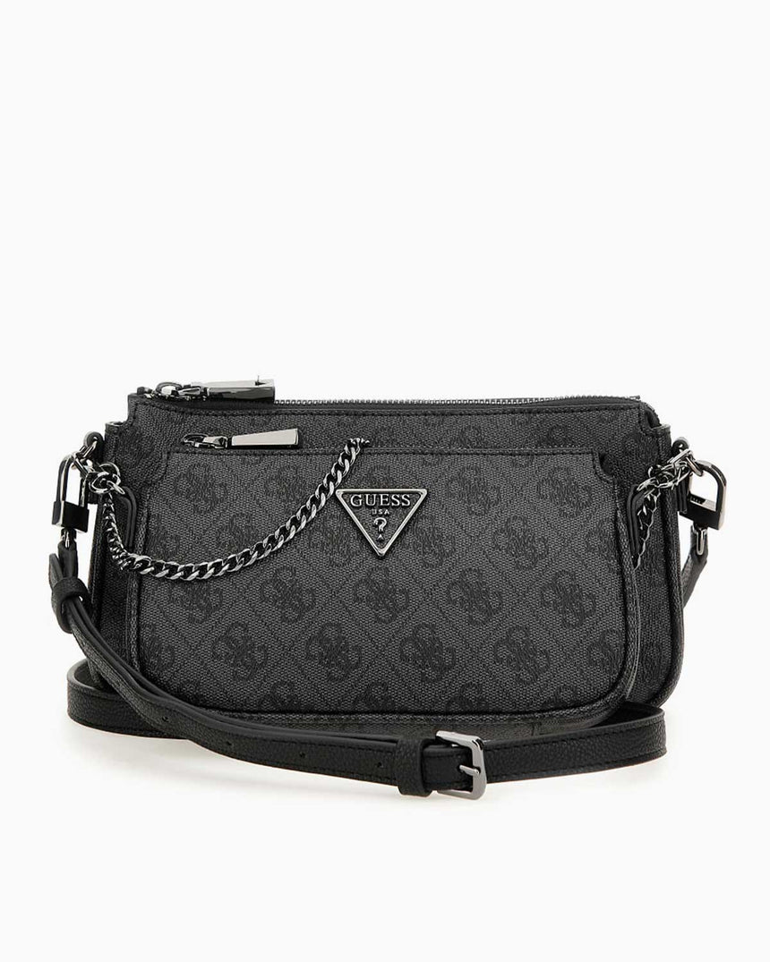 Guess Anadela Noelle II Çift Pouch Kadın Çapraz Askılı Çanta Coal Logo