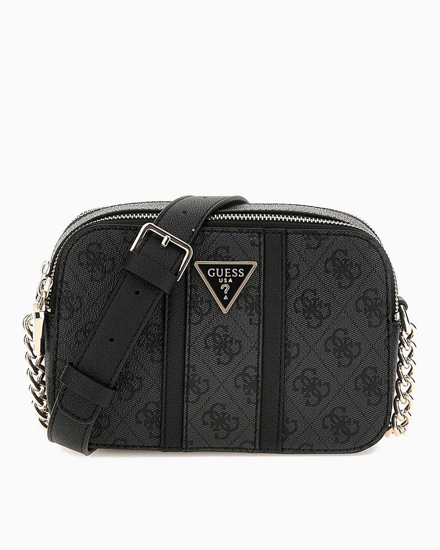 Guess Noreen Mini Sling Zincir Detaylı Çapraz Askılı Çanta Coal Logo