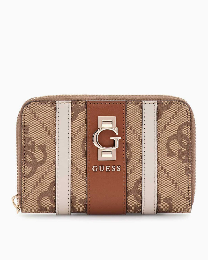 Guess Erenia Orta Boy Fermuarlı Kadın Cüzdan Latte Logo