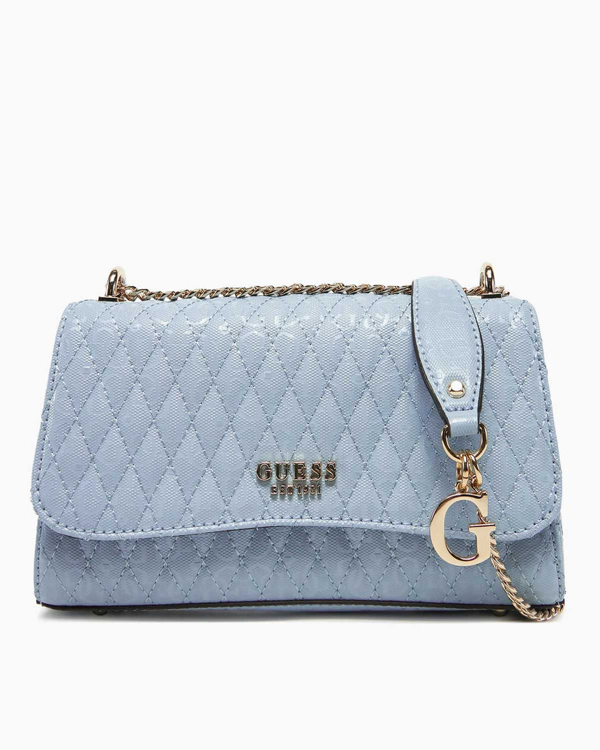 Guess Betula Convertible Flap Zincir Detaylı Parlak Omuz Çantası Stormy Blue
