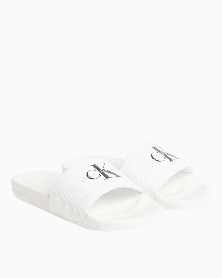 Calvin Klein Slide Monogram Flip Flops Terlik Bright White/Black