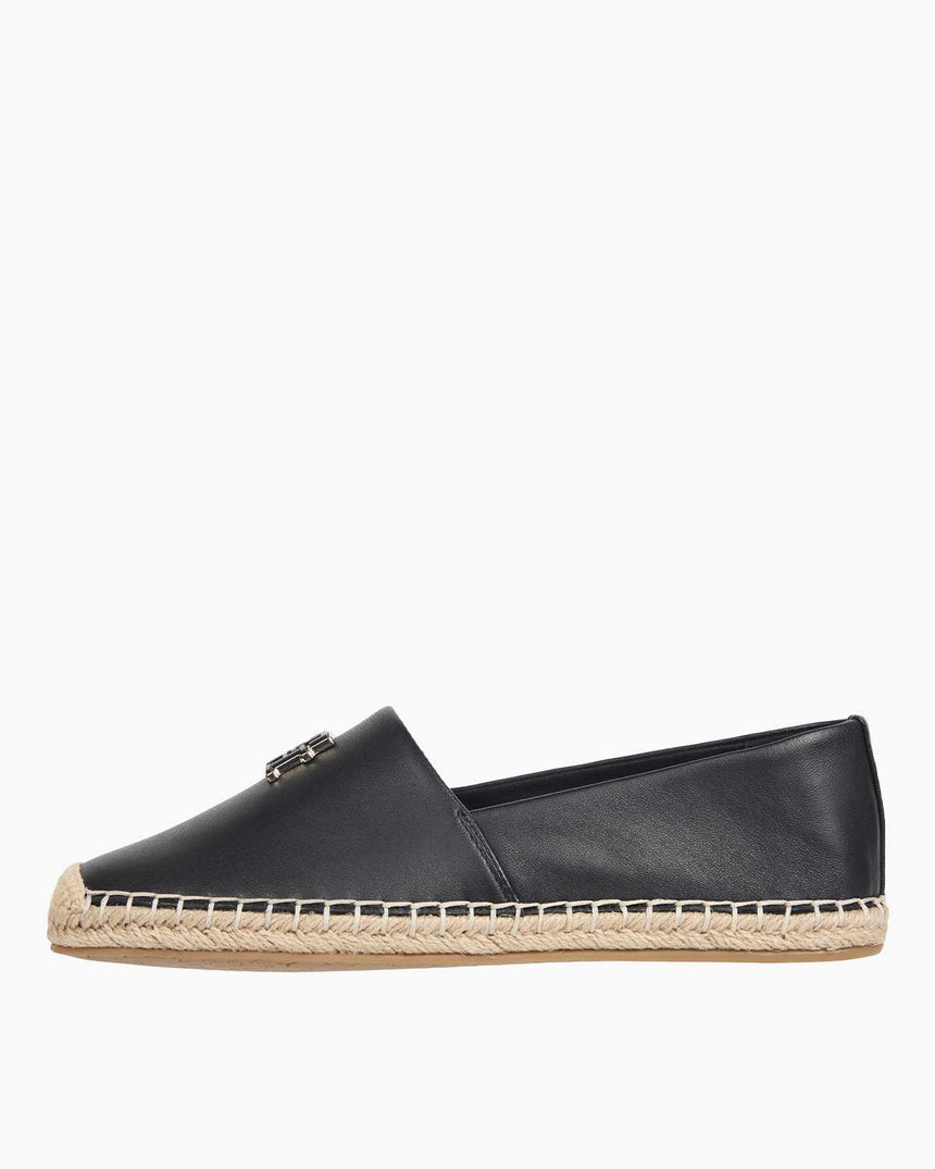 Tommy Hilfiger Logo Leather Espadrilles Ayakkabı Black