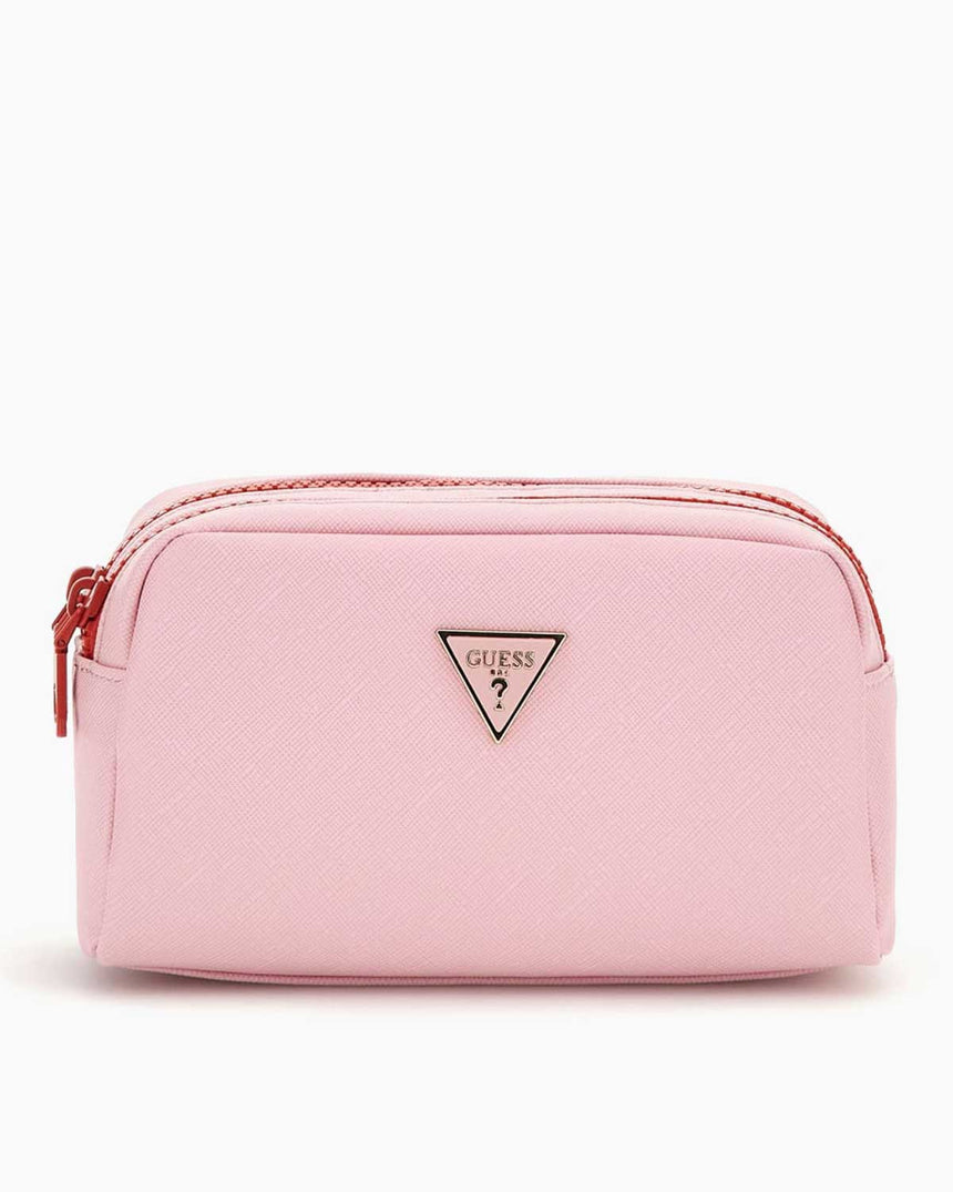 Guess Satchel Logolu Makyaj Çantası Pink Multi