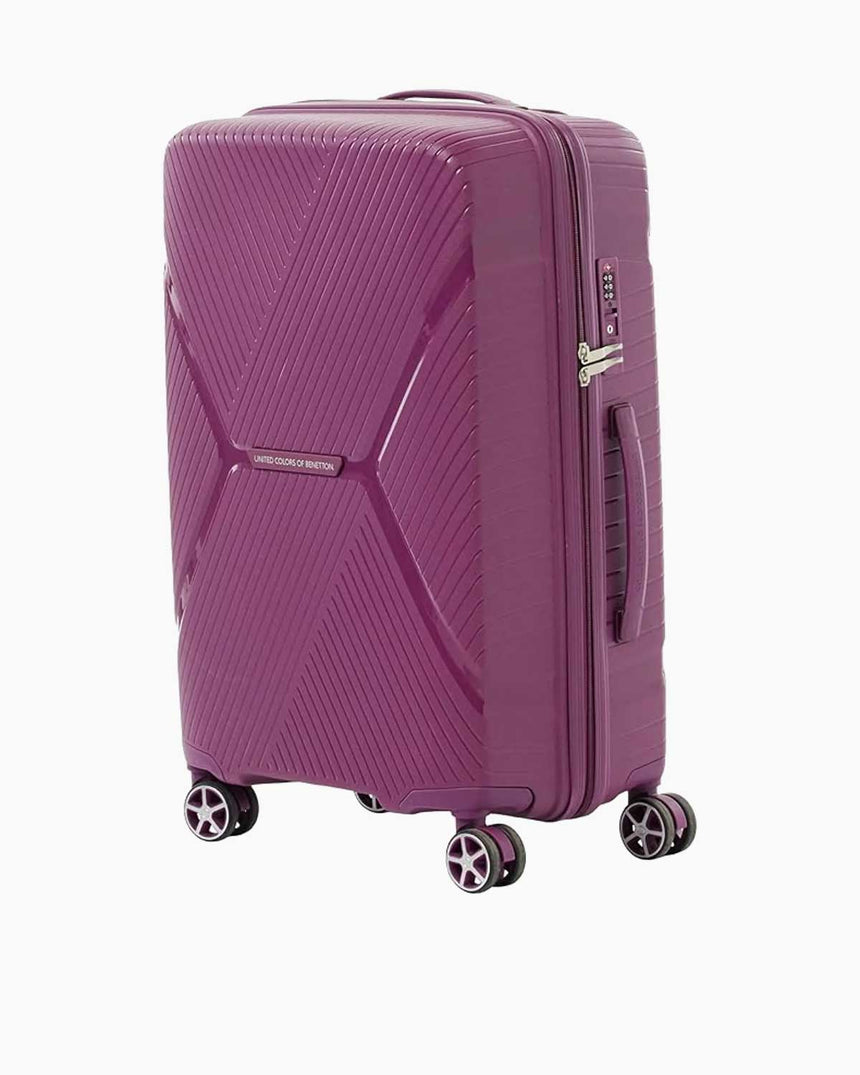Benetton Trolley Sert Kabuklu Büyük Boy Valiz Mor
