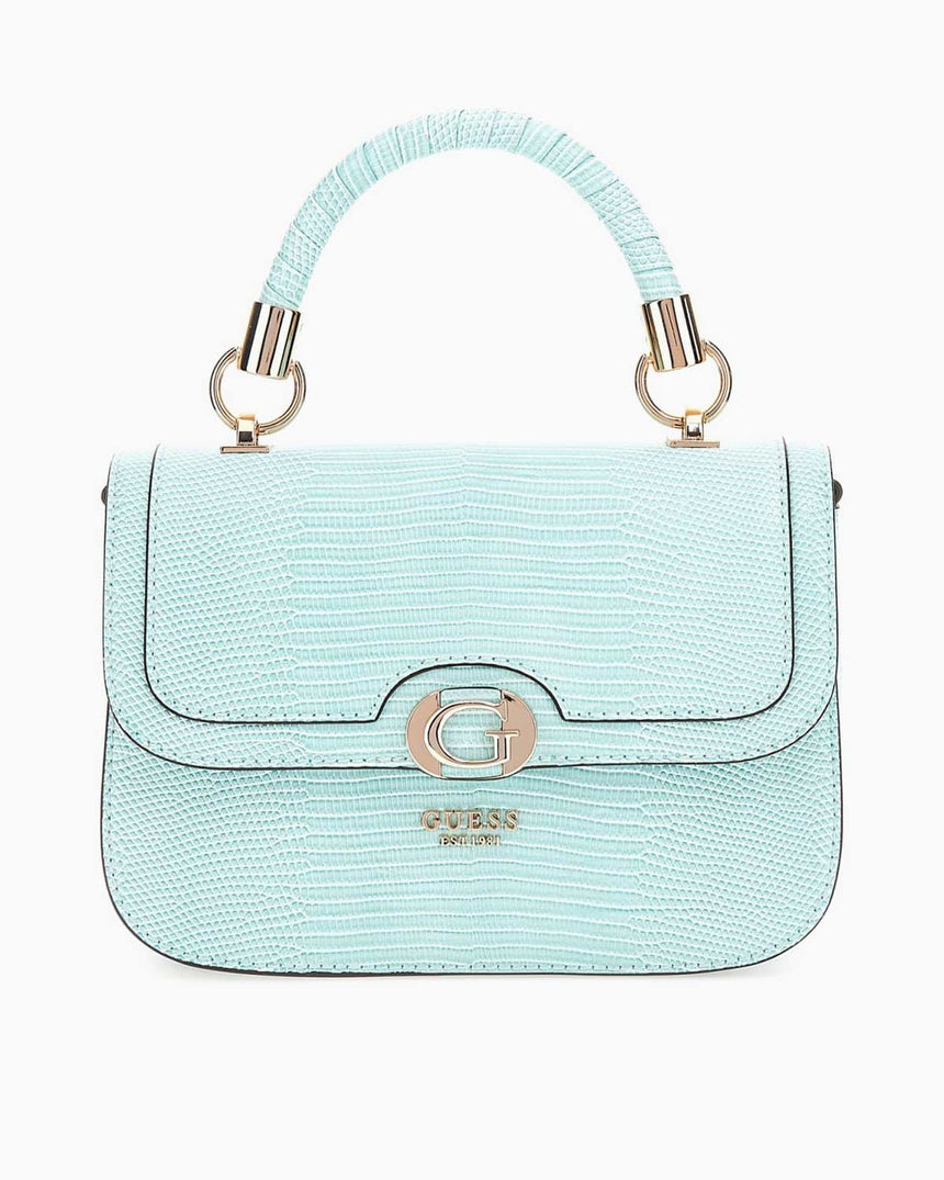 Guess Orlina Society Logo Kapaklı El Çantası Aqua Marine