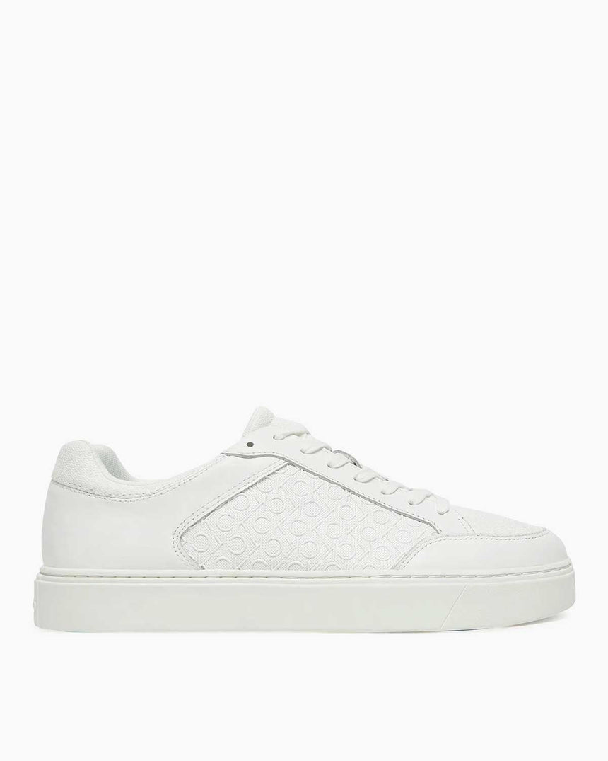 Calvin Klein Düz Taban Monogram Logo Baskılı Erkek Sneaker Triple White Allover