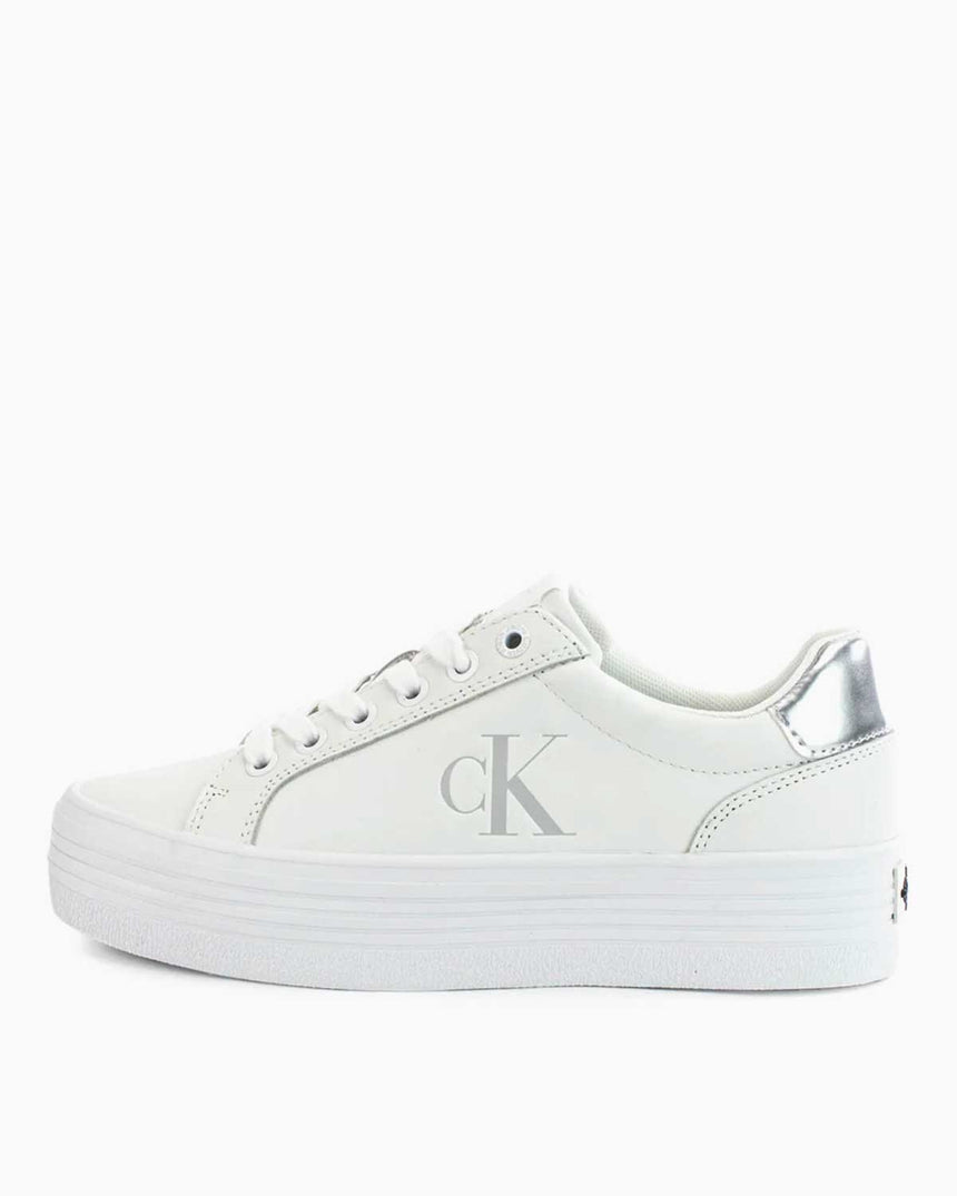 Calvin Klein Jeans Bold Flatform Lace Up Sneakers Bright White/Silver