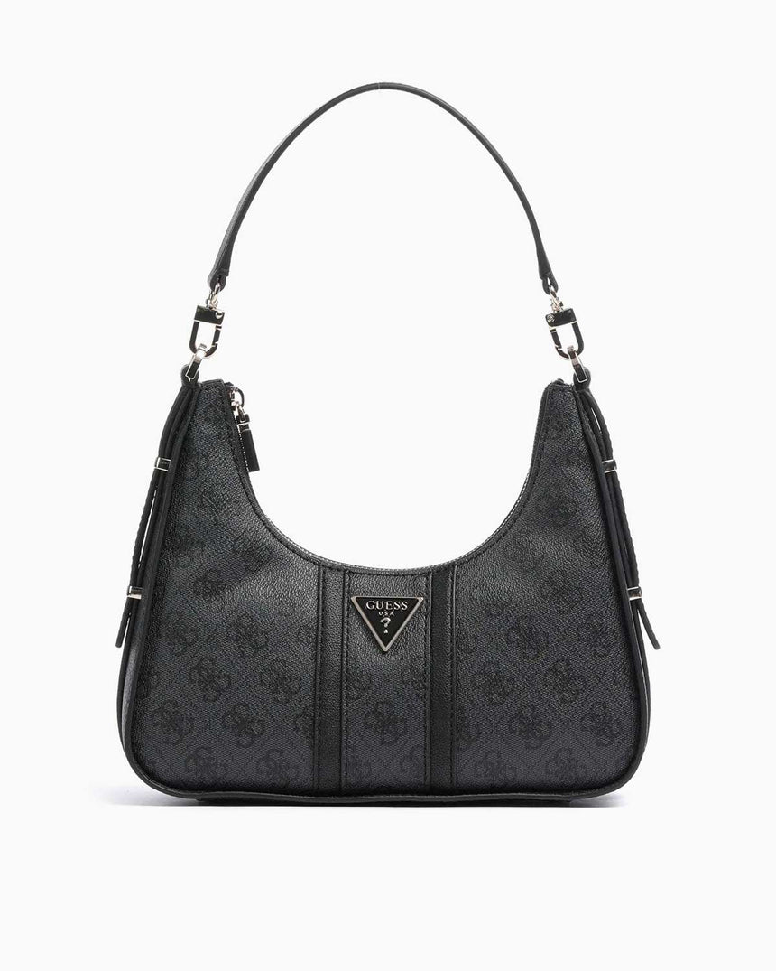 Guess Noreen Top Zip Monogram Omuz Çantası Coal Logo