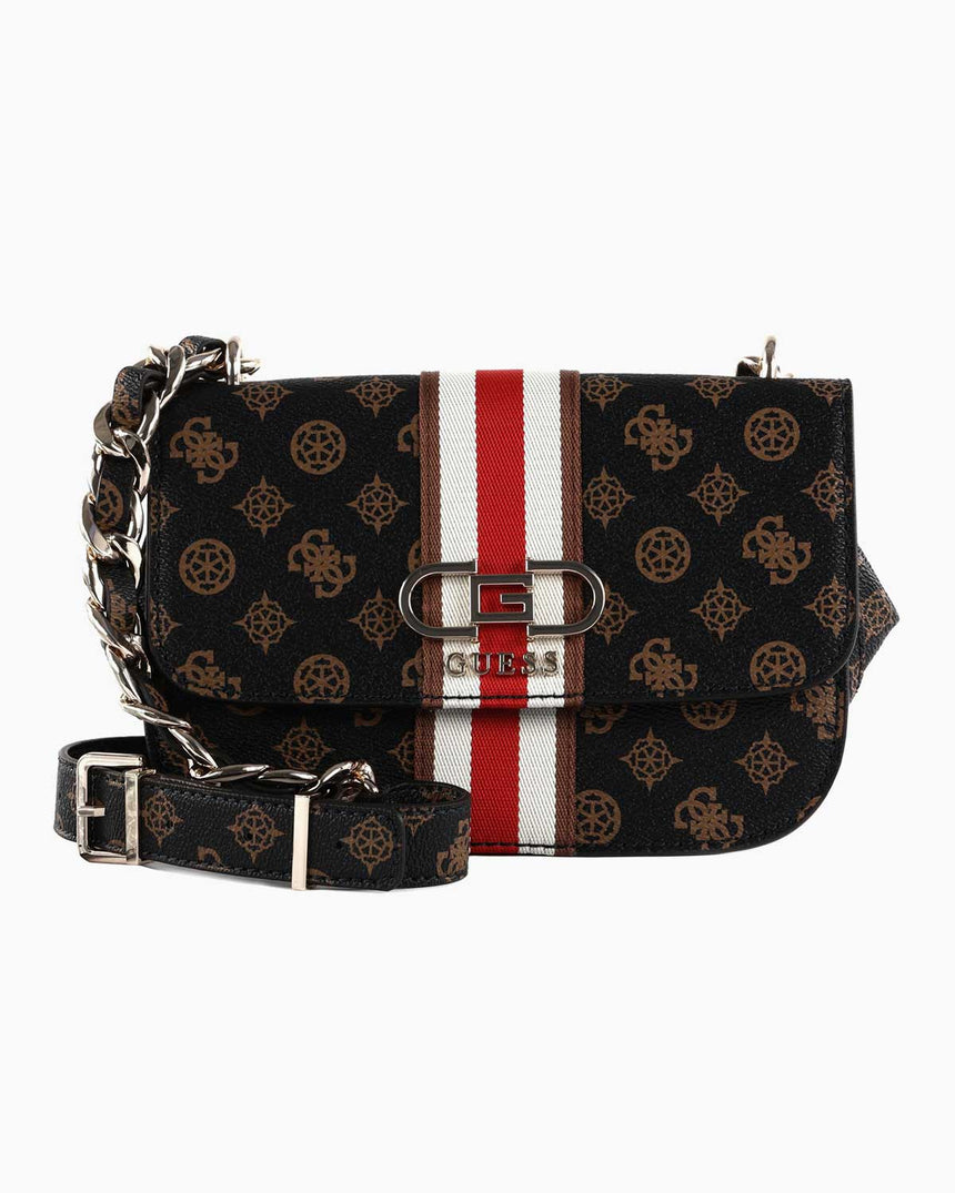 Guess Nelka Crossbody Flap Çapraz Askılı Çanta Mocha Logo