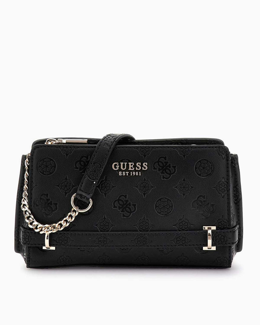 Guess Zarela Zincir Detaylı Çapraz Askılı Çanta Black Logo