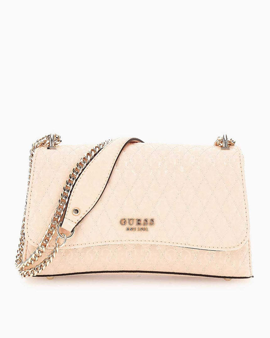 Guess Betula Convertible Flap Zincir Detaylı Parlak Omuz Çantası Apricot
