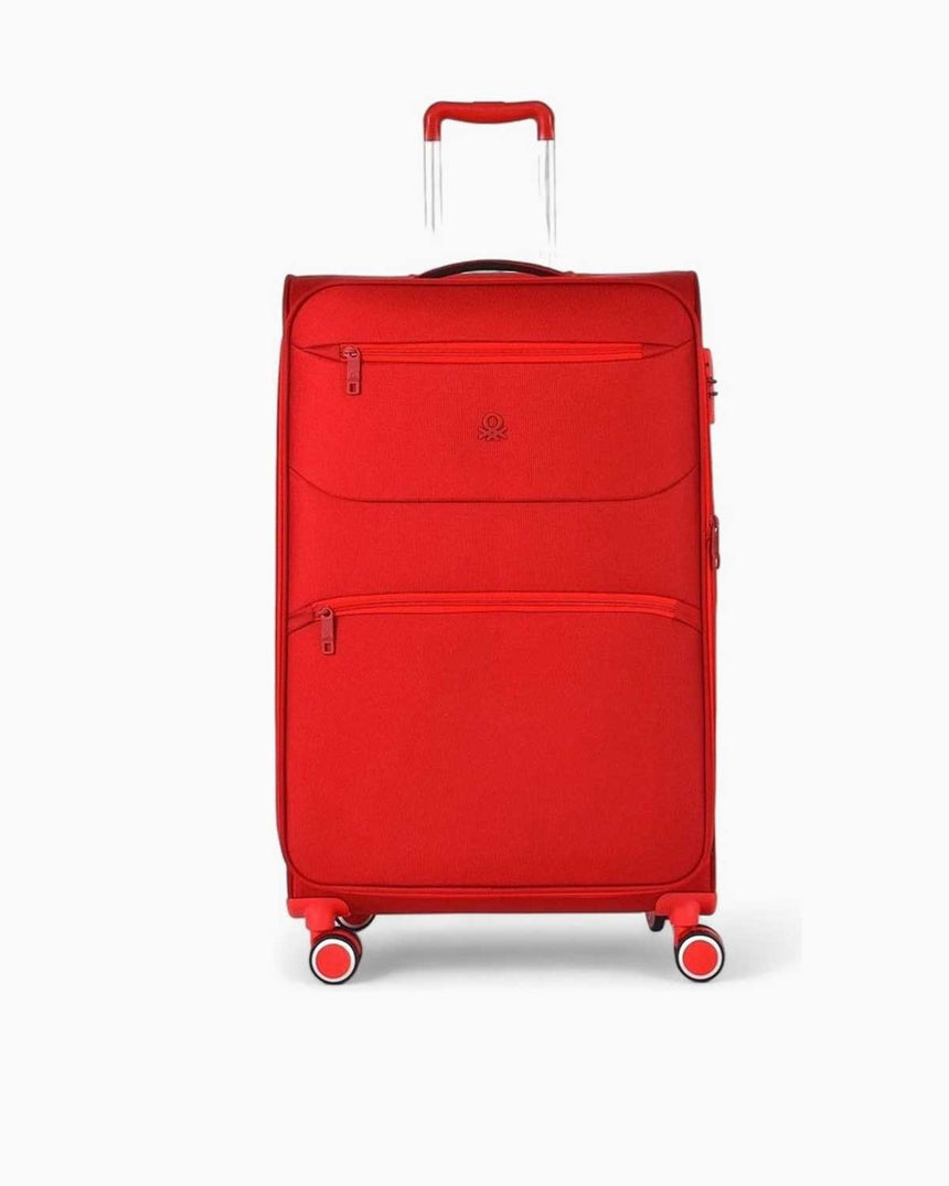 Benetton Logolu Kumaş Büyük Boy Valiz Kırmızı