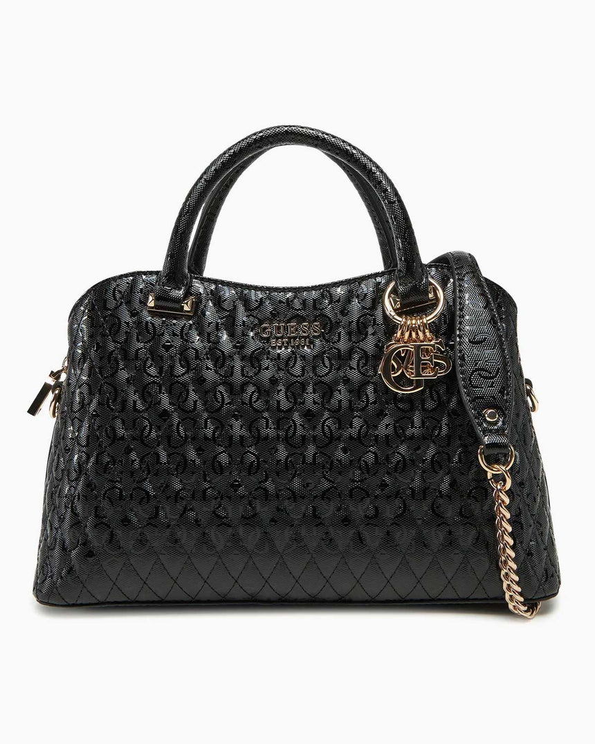 Guess Betula Çift Manyetik Kapaklı Satchel El Çantası Black