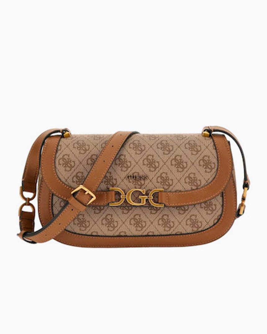 Guess Crossbody Flap Kapaklı Çapraz Askılı Çanta Latte Logo