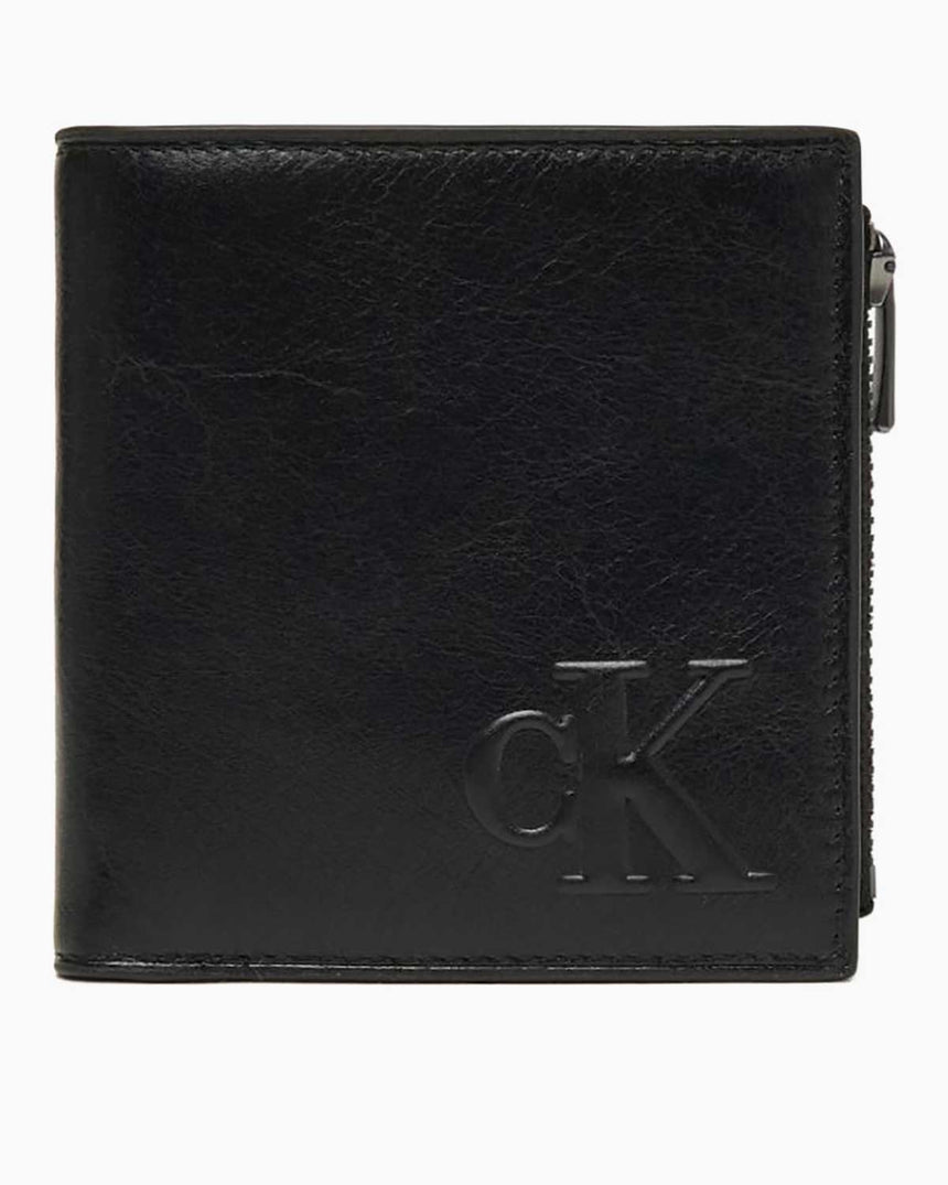 Calvin Klein Kabartma Baskılı Fermuarlı Erkek Cüzdan Black