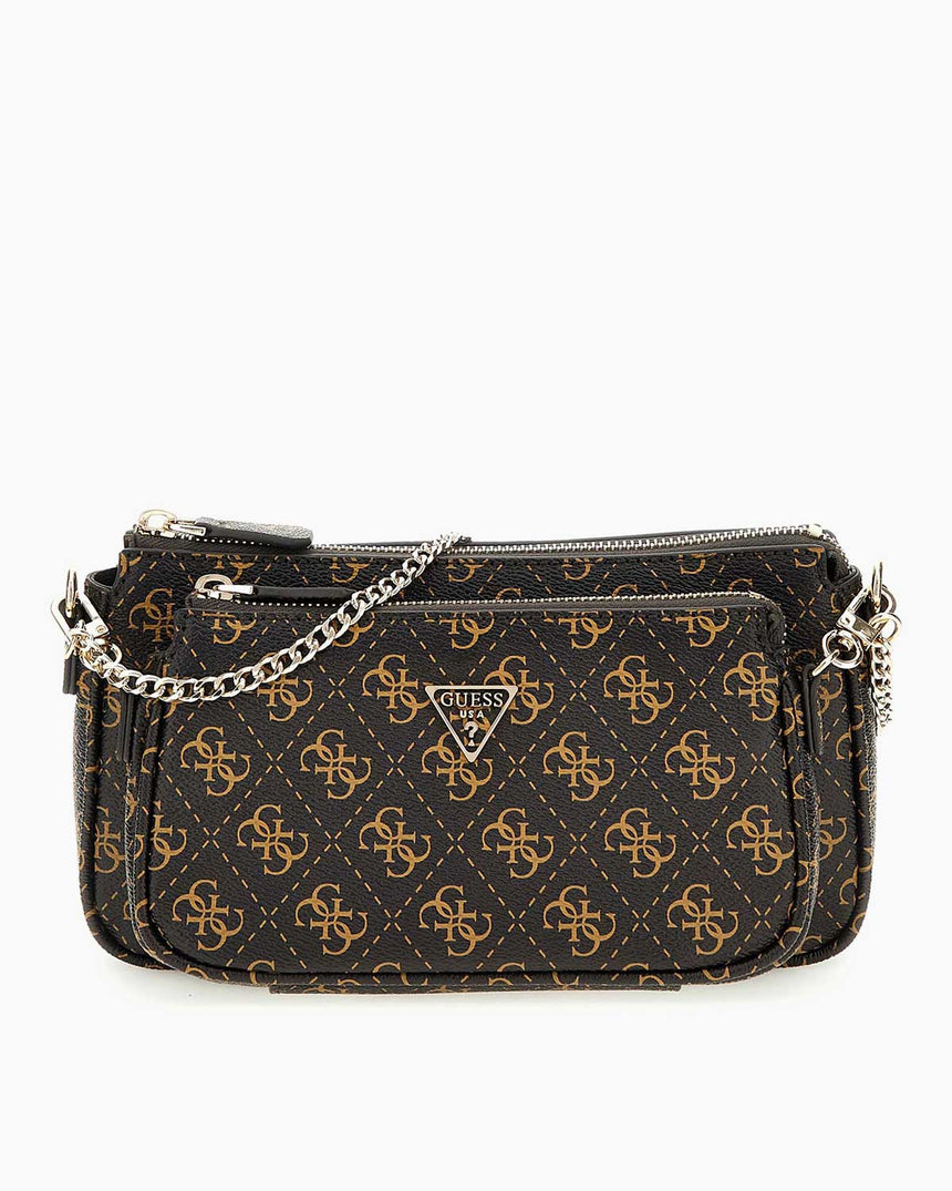 Guess Noell Çift Bölmeli Kadın Çapraz Askılı Çanta Brown Logo